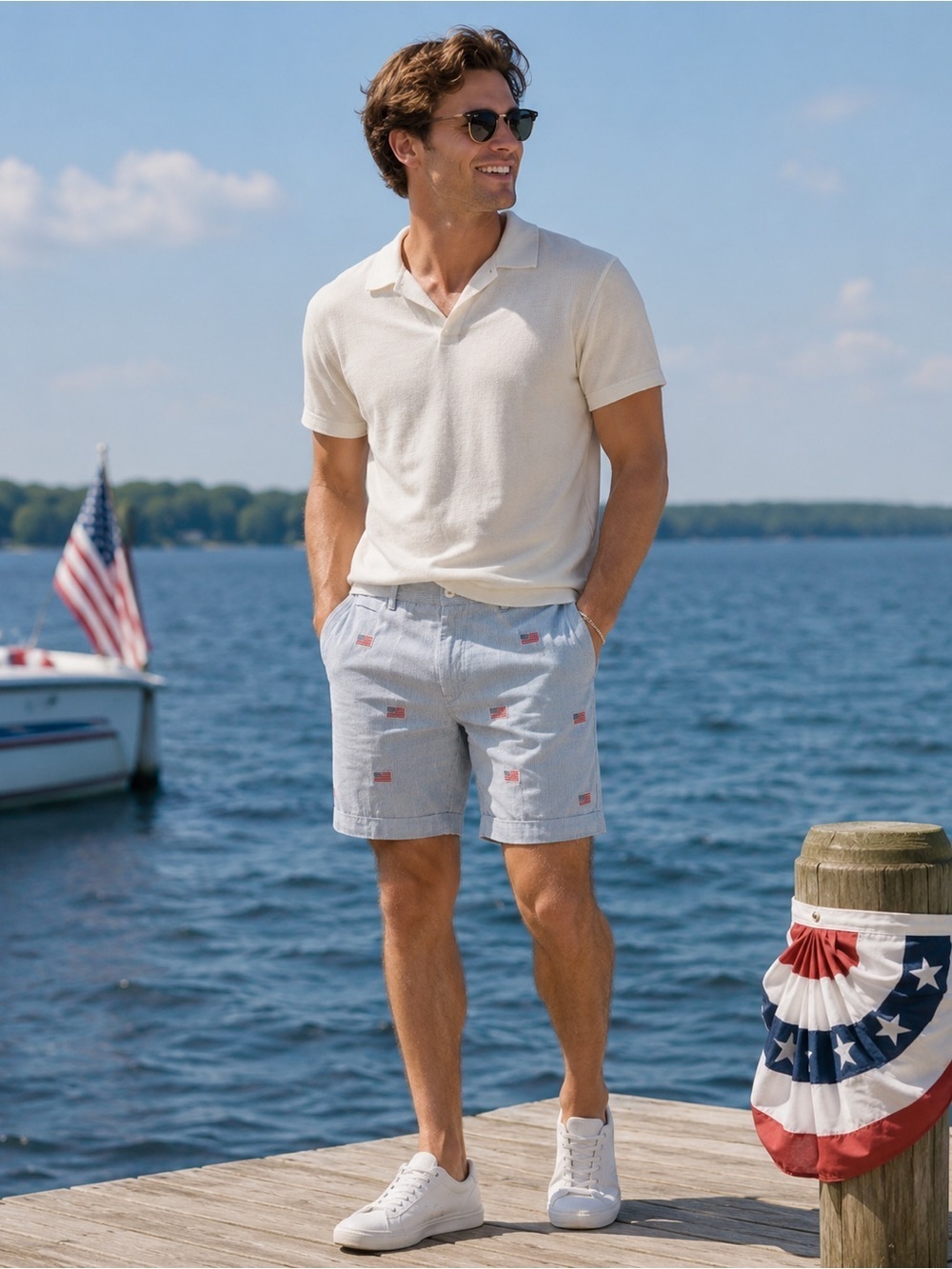 Tackle and Tides Men’s American Flag 4th of July Shorts